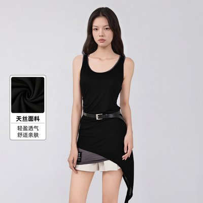 极简主义 巴恩风针织吊带背心女夏季无袖轻薄天丝针织女士T恤