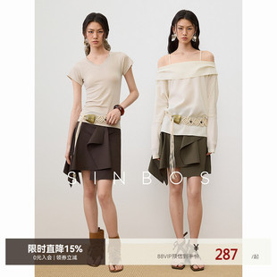 SINBOS佩里月光 波嬉风半身裙女设计不规则棉质2025夏季新款短裙