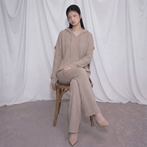 【上衣裤子】套装春秋女上下两件套减龄高级感纯色针织衫毛衣女