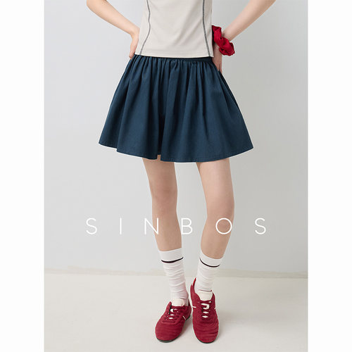 SINBOS雾岛漫行 设计感纯棉A字版型少女感百褶短裙女2025夏季新款