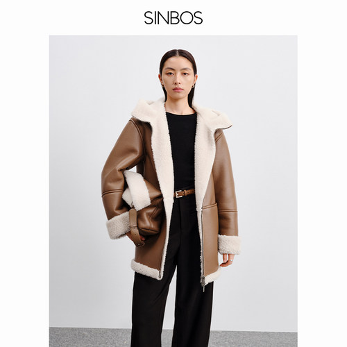 SINBOS羊羔毛手提包女2024秋冬新款美拉德百搭菜篮子手拎包托特包