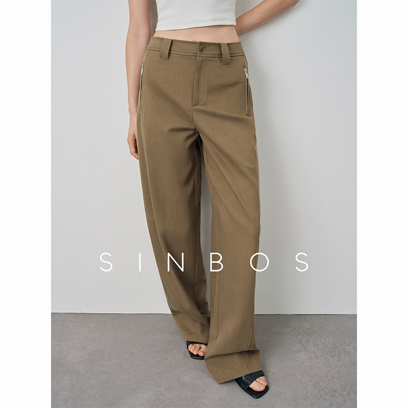 SINBOS漫行檀宫 四季百搭天丝棉休闲裤女秋季新款镰刀型直筒长裤图片
