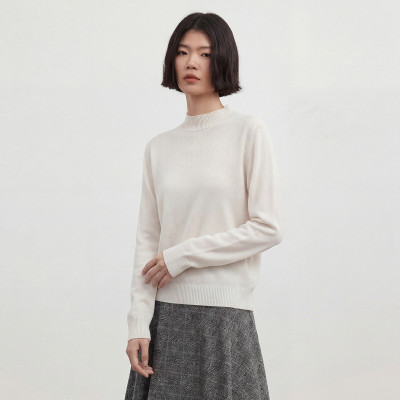 羊毛衫女100%羊毛毛衣内搭纯色半高领保暖套头针织打底衫