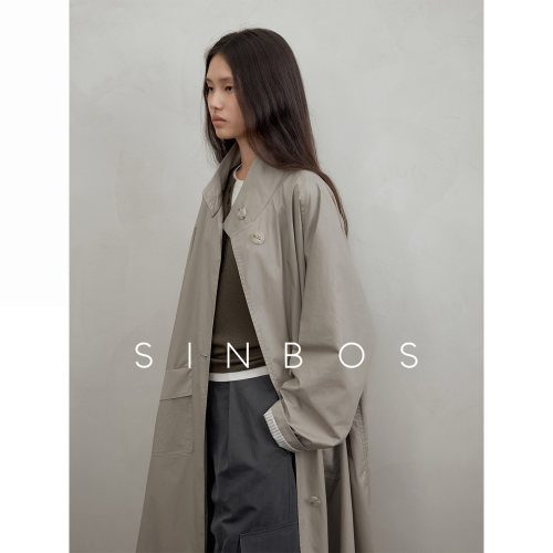 SINBOS御风而行 轻户外宽松工装长款纯棉风衣外套女2025秋季新款