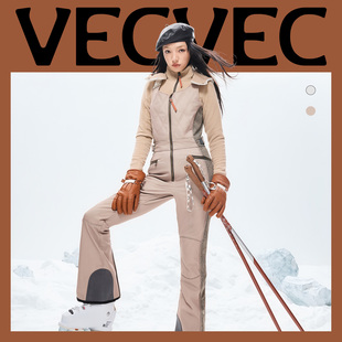 防水防风保暖夹棉老钱风时尚 滑雪裤 女 高弹力修身 VECVEC滑雪背带裤