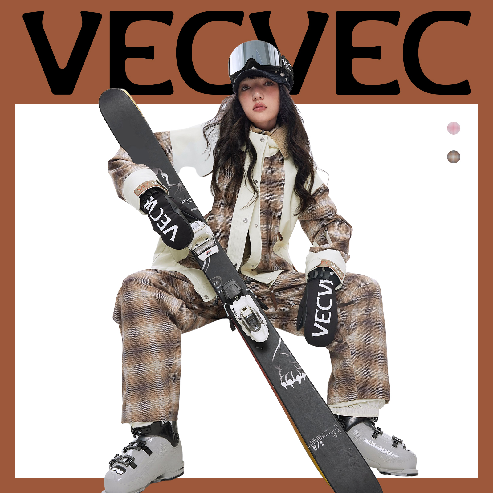 VECVEC单双板滑雪服套装自由式3L羊羔绒女款保暖防风防水透气耐磨