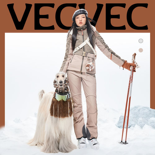 VECVEC滑雪衣裤套装老钱风修身P棉保暖双板防风防水户外运动女生