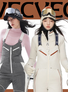 VECVEC单双板滑雪背带裤3L加厚宽松夹棉保暖防风防水女款冬季户外