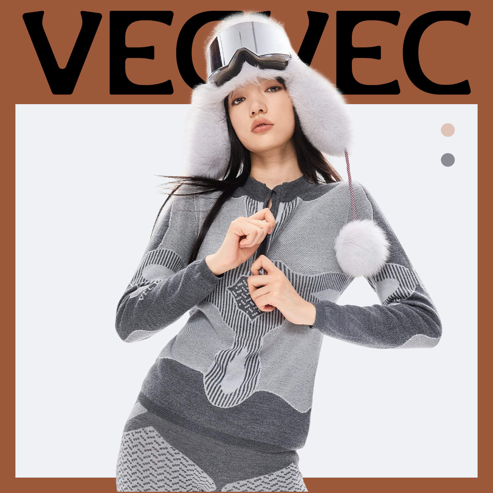 VECVEC滑雪中层冬季户外运动时尚保暖羊毛毛衫抗菌单双板保暖衣