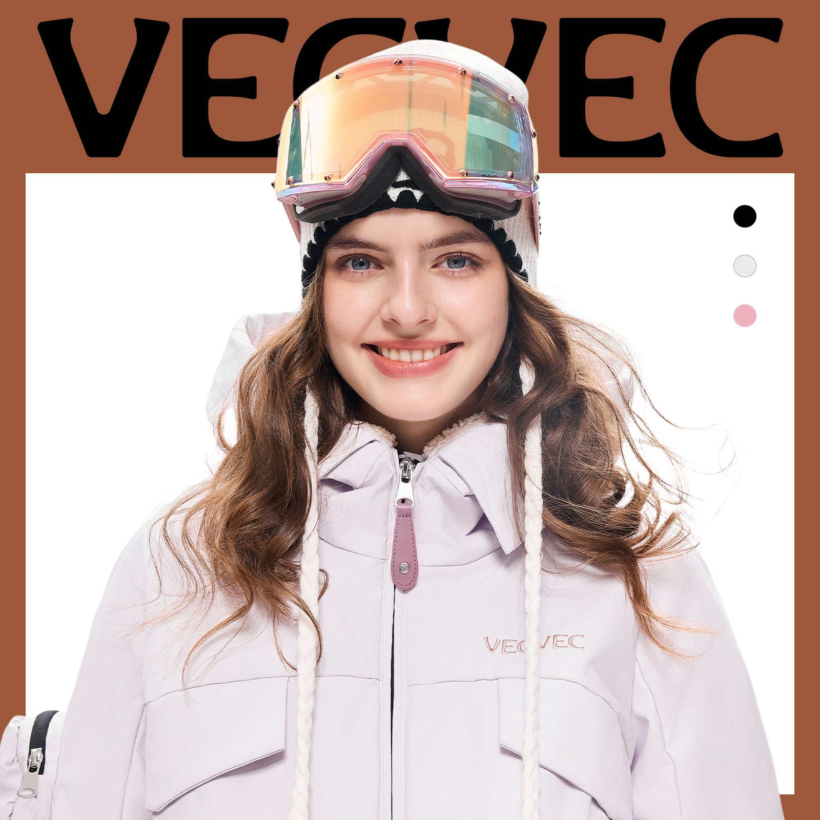 VECVEC滑雪眼镜磁吸替换日夜双用户外运动专业高清护目镜时尚水晶