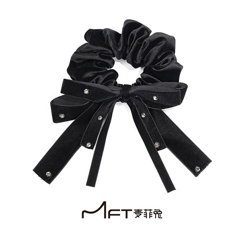 夜伴幽兰韩系黑色蝴蝶结发圈