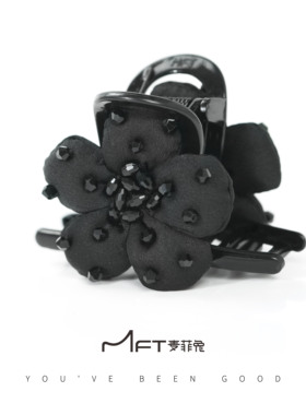 向阳花抓夹黑色水晶高级感花朵抓夹气质甜美发夹后脑勺全盘发抓夹