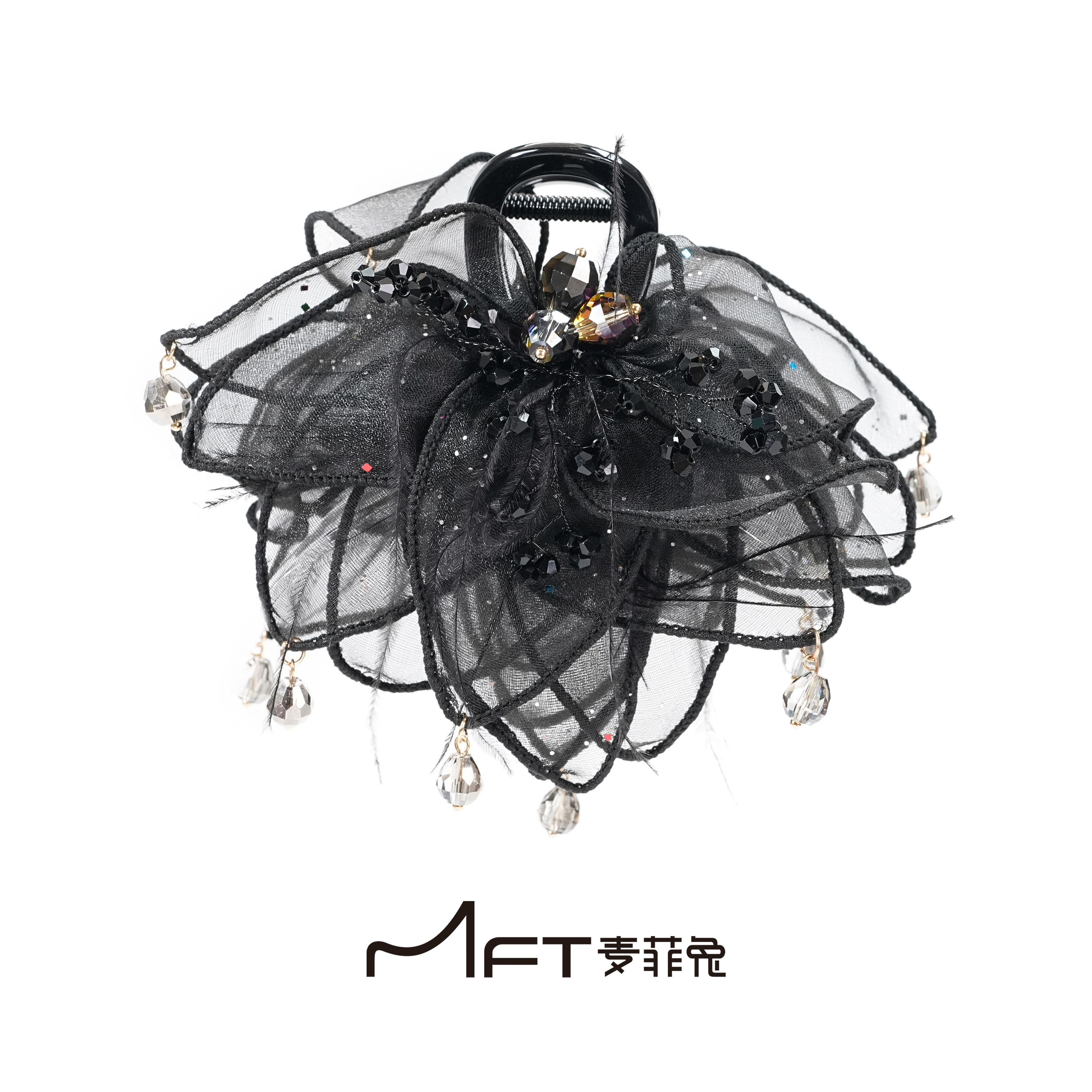 芙羽抓夹氛围感后脑勺蓬松饱满显发量羽毛鲨鱼夹通勤百搭发夹发饰