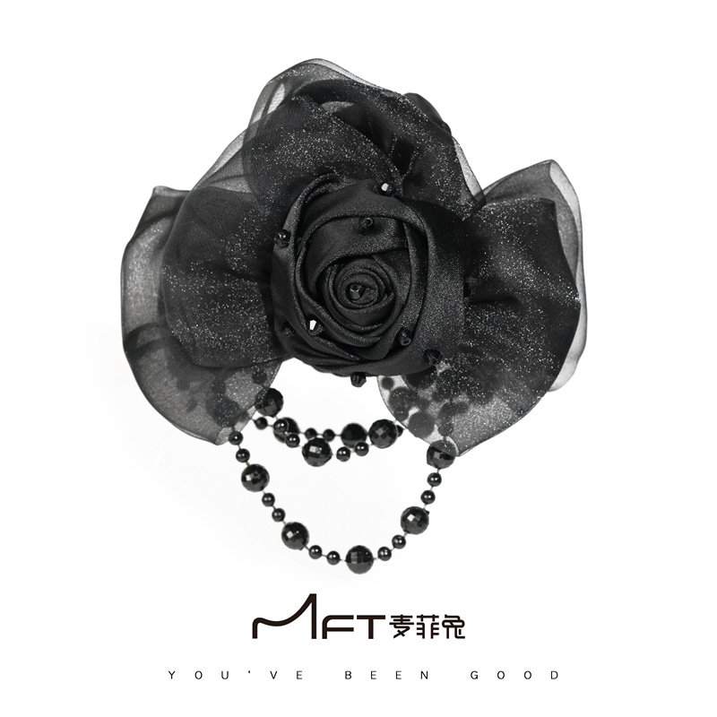麦菲兔三月玫瑰抓夹2025新款黑色网纱玫瑰流苏中号鲨鱼夹盘发发饰,饰品/流行首饰/时尚饰品新,发饰,淘宝优惠券,粉丝福利购,淘宝优惠卷