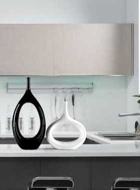 创意陶瓷家居装饰个性摆件工艺品客厅酒柜玄关抽象椭圆花瓶摆件