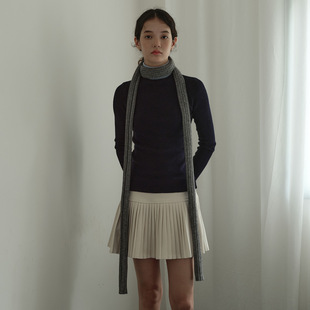 新品 千禧年秀款抽条毛线细窄长条围巾女秋冬季凹造型辣妹长款毛