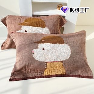 卡通成人枕头盖 新品 枕巾棉一对装 男生女生纱布枕头巾垫巾新款 四季