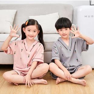 浴服男童女童宝宝纯棉桑拿服大童小童 高端定制儿童汗蒸服亲子装
