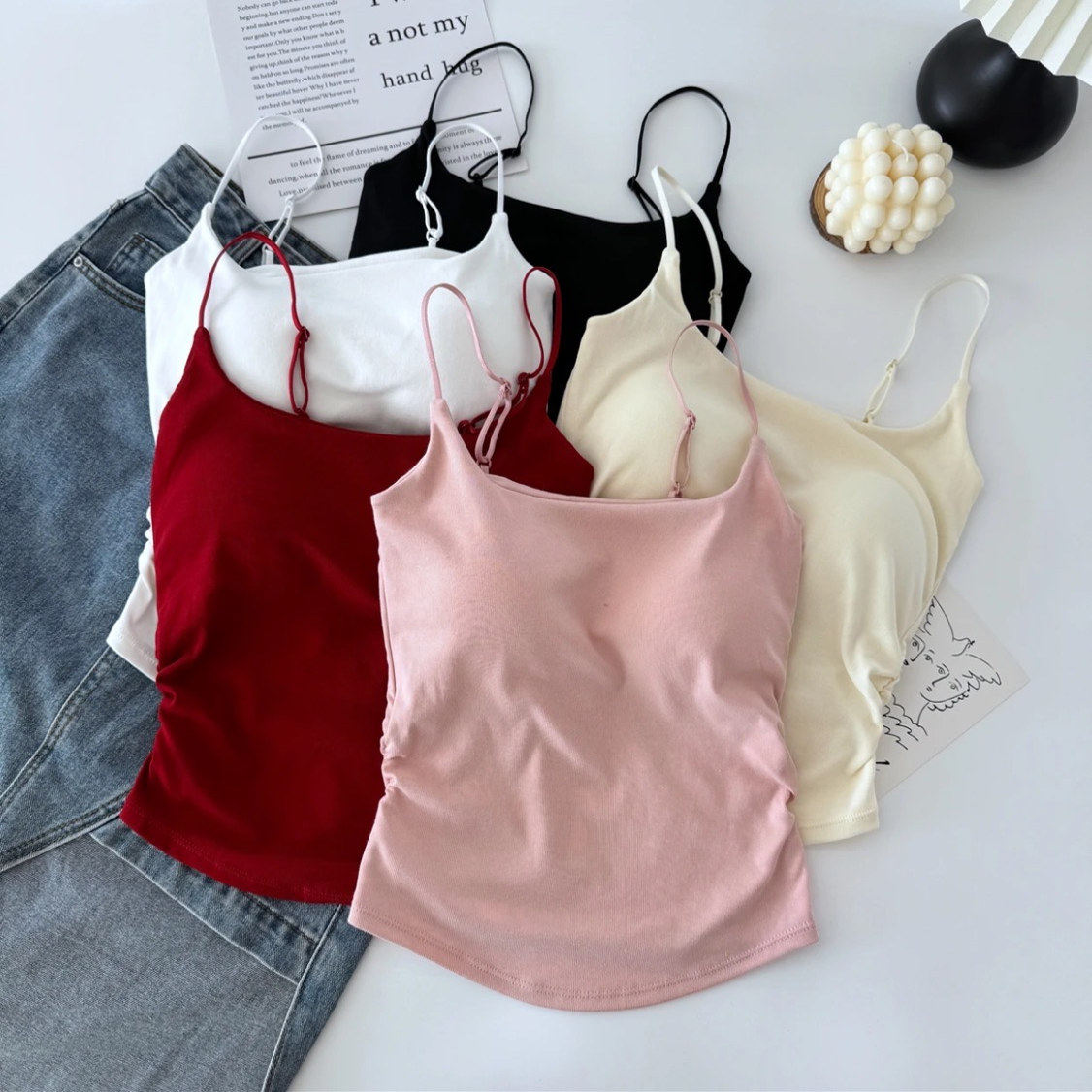 爆款吊带背心女春夏内搭带胸垫美背文胸内衣一体无袖外穿百搭上衣