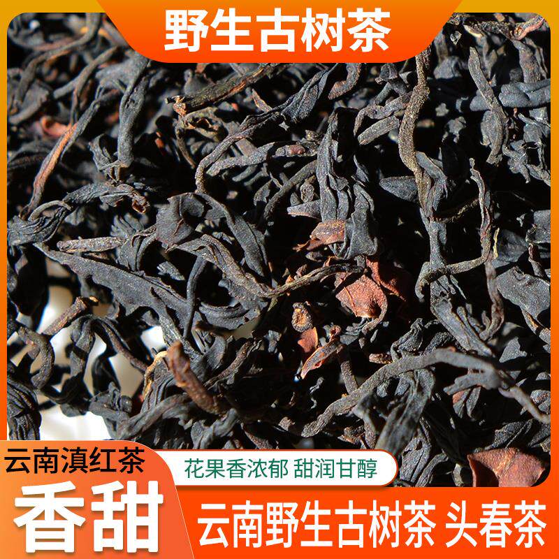 云南滇红茶野生古树红茶烤红晒红工夫红茶花香野韵特级浓香型茶叶