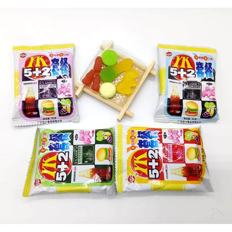 优卡5+2套餐水果味软糖15g*60袋包邮 8090后怀旧零食童年软糖糖果