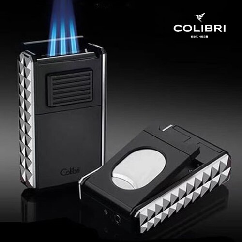 正品科乐比Colibri雪茄打火机带雪茄剪防风3火直冲多功能男士礼品
