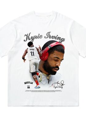 独行侠球星欧文美式印花夏季纯棉短袖T恤复古街头嘻哈篮球衣重磅