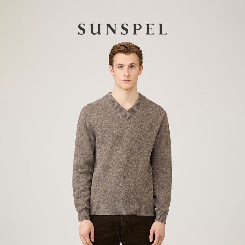 SUNSPEL男士秋冬羊毛V领针织衫