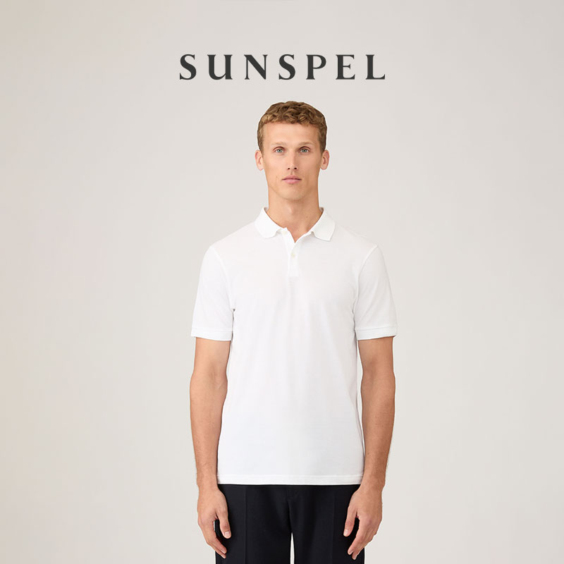 SUNSPEL男士早秋经典款珠地棉网眼Polo衫商务通勤Polo