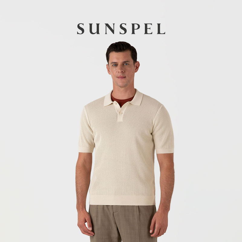 SUNSPEL男士早秋网眼针织Polo衫