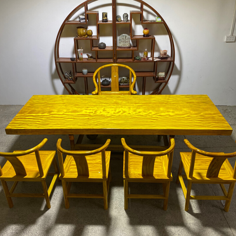 金丝楠木整块大板茶桌实木茶台原木家具办公桌餐桌大班台老蒋根雕