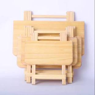 餐桌家用简易学习桌摆摊收纳吃饭小桌子 方形实木松木折叠桌便携式