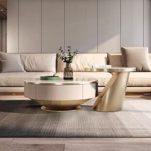 2026茶几轻奢现代客厅家用意式岩板极简高端圆形小户型简约简意