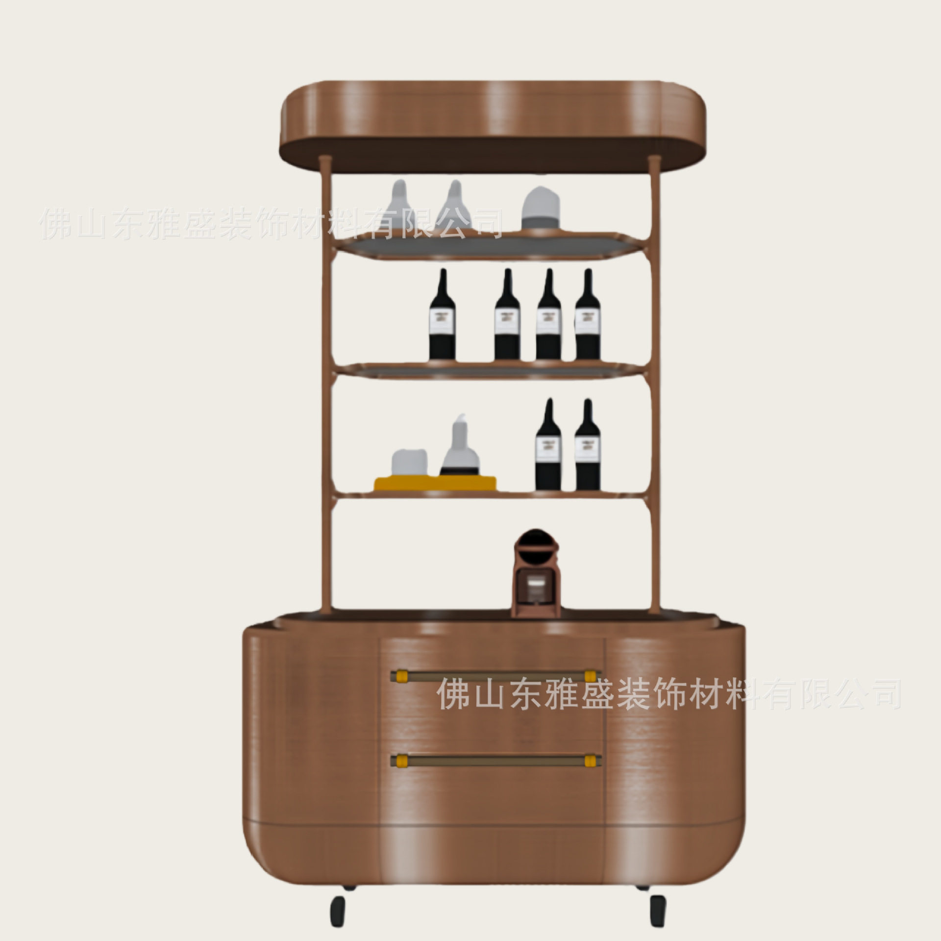 轻奢金属一体吧台带展示柜餐边柜储物酒柜酒吧咖啡厅高档吧台柜