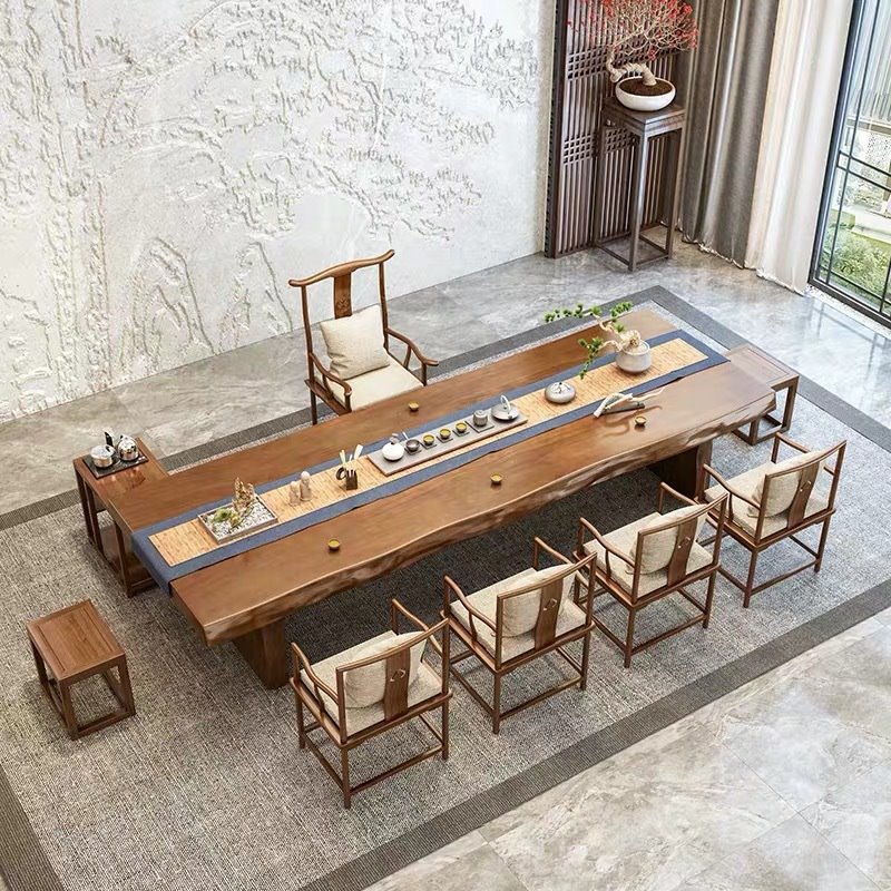 新中式实木茶桌 仿古茶台家用酒店大堂功夫泡茶桌办公室接待茶桌
