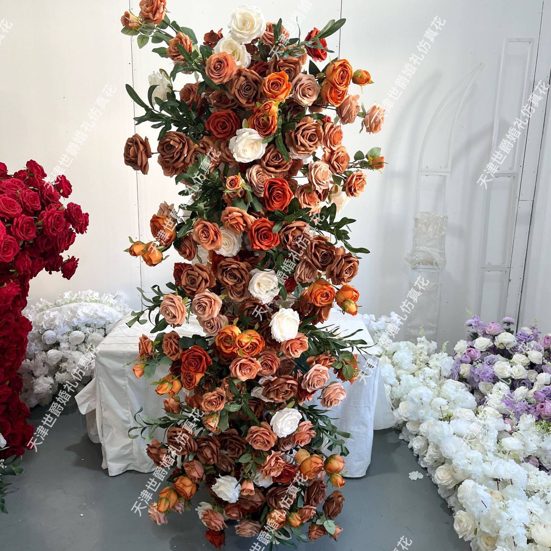 世爵上新婚礼堂布置舞台背景仿真花花艺餐厅绢花160*60cm长条,电子元器件市场,电线扎带/束线带,淘宝优惠券,粉丝福利购,淘宝优惠卷