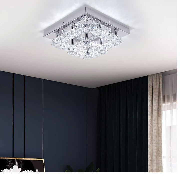 现代简约LED方形过道玄关水晶入户客厅卧室吸顶灯具灯饰厂家直供