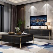 新款 GSQS 923设计师9港式 岩板轻奢茶几电视柜后现代简约组