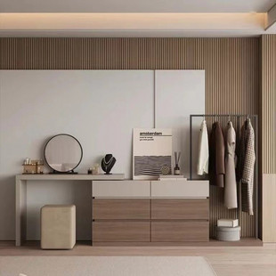 2026现代简约斗柜梳妆台卧室床尾衣帽架多功能一体收纳储物柜实木