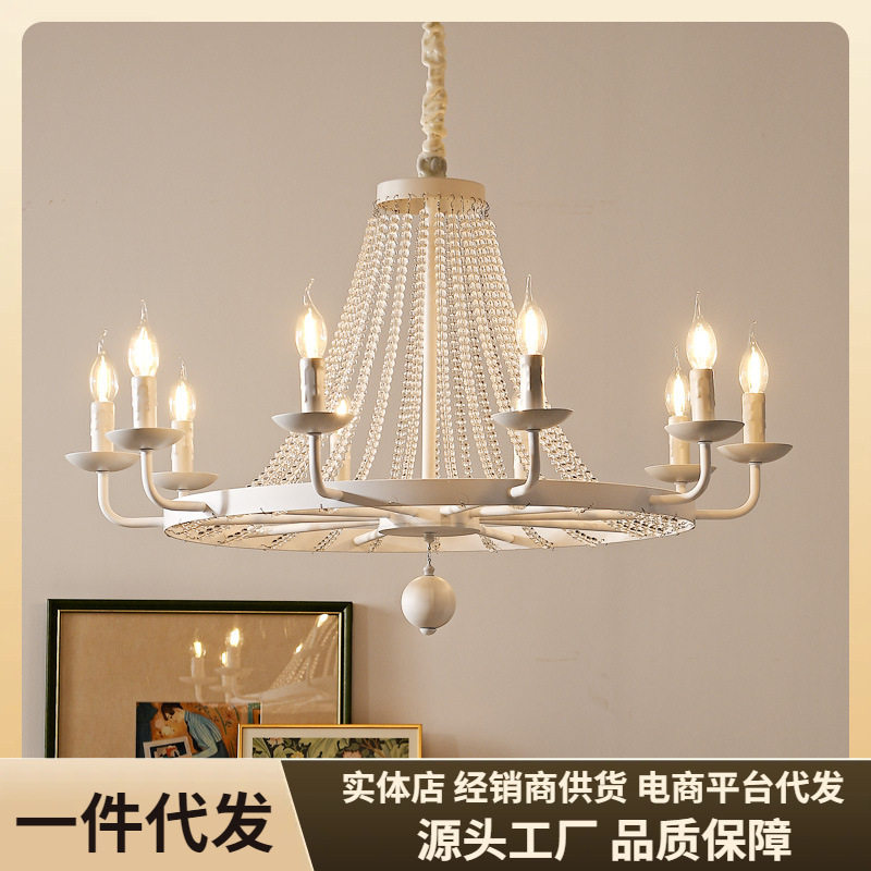 法式轻奢水晶客厅吊灯美式乡村简约蜡烛灯创意餐厅灯具2024年新款