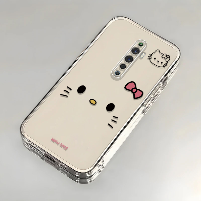可爱kt猫适用OPPOReno2Z手机壳新款PCKM80防摔镜头全包男女带挂绳创意透明软壳保护套高级感时尚个性小众情侣