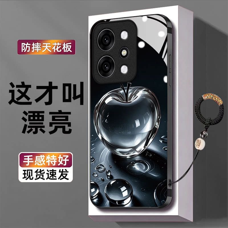水晶苹果适用OPPOReno15Pro手机壳opporeno14/13高级12/11新款10/9/8Pro+玻璃7/4seoppo5k硬壳3/6Pro5g防摔2z