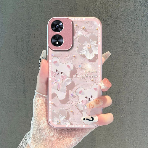 花朵小熊适用OPPOA97手机壳oppoa96/95玻璃a93/92s新款a91/72n外壳58/56/55硬壳36/32/5高级11/9/2x液态a3/1i