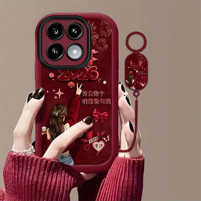 努力做个哇塞的女孩适用小米17手机壳新款防摔镜头全包男女挂绳硅胶软壳创意保护套高级感时尚小众2026潮流