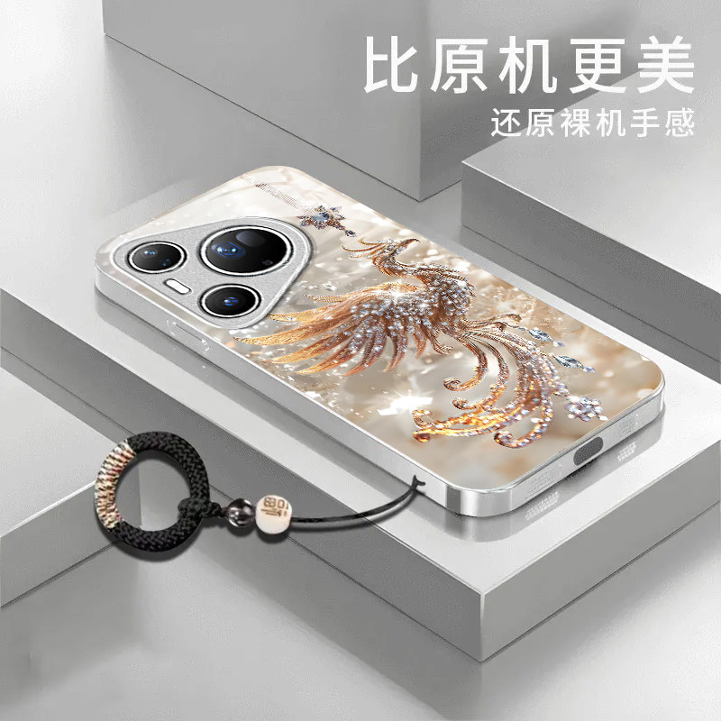 钻石凤凰适用HUAWEI华为Pura80Ultra手机壳华为Pura70Pro+新款p70/p40/p30pro玻璃华为p60art高级感华为p50e