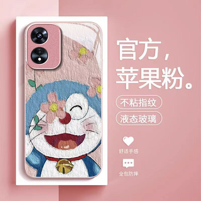 叮当猫适用OPPOA97手机壳oppoa96/95玻璃a93/92s新款a91/72n外壳58/56/55硬壳36/32/5高级11/9/2x液态a3/1i