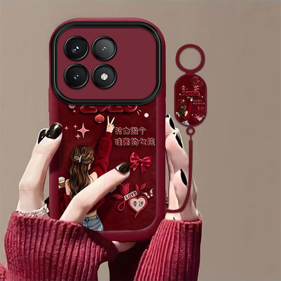 努力做个哇塞的女孩适用红米K70E手机壳新款2311DRK48C防摔镜头全包男女挂绳硅胶软壳保护套高级感时尚创意