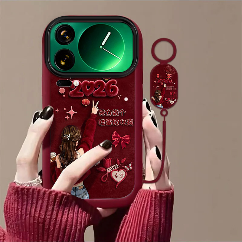 努力做个哇塞的女孩适用小米17Pro手机壳新款防摔镜头全包男女挂绳硅胶软壳创意保护套高级感时尚小众潮流