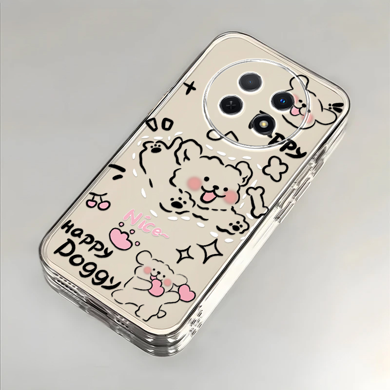 奔跑小狗适用华为畅享60X手机壳新款STG-AL00防摔镜头全包男女挂绳创意透明软壳保护套高级时尚个性小众情侣