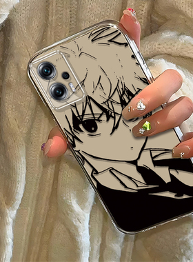 素描奇犽适用红米Note11TPro手机壳新款22041216C防摔镜头全包男女挂绳创意透明保护套高级时尚软壳小众情侣